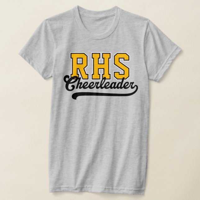 Custom 3 Letter High School Initials Cheerleader T-Shirt (Laydown)