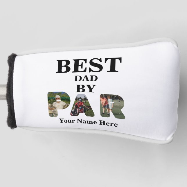 Custom 3 letter shape photo Best dad by par Golf Head Cover (Front)