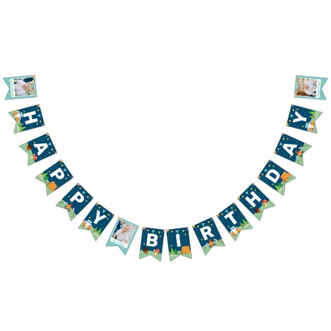 Custom 3 Photo Camping Birthday Camp Out Party Bunting (All)