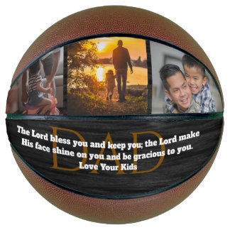 Custom 3-Photo Collage Basketball with Bible Verse