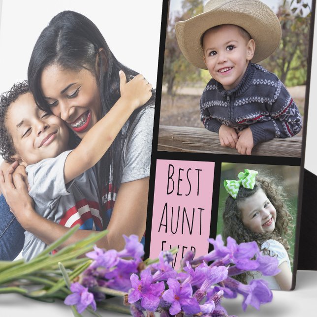 Custom 3 Photo Collage Best Aunt Ever Plaque (Custom 3 Photo Collage Best Aunt Ever Plaque-Aunt photo gift for birthday , holidays)