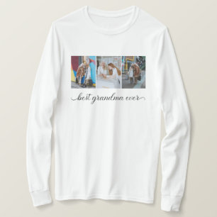 Custom 3 Photo Collage Best Grandma Ever Women's T-Shirt