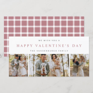 Custom 3 Photo Collage Happy Valentines Day Family Holiday Card