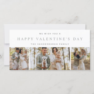 Custom 3 Photo Collage Happy Valentines Day Family Holiday Card
