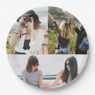 Custom 3 Photo Collage Paper Plate