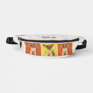 Custom 3 Photo Collage Pet Dog Name & Picture On Bum Bags