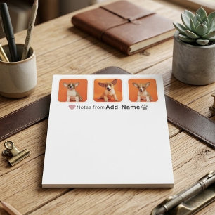 Custom 3 Photo Collage Pet Dog Name Picture On Notepad