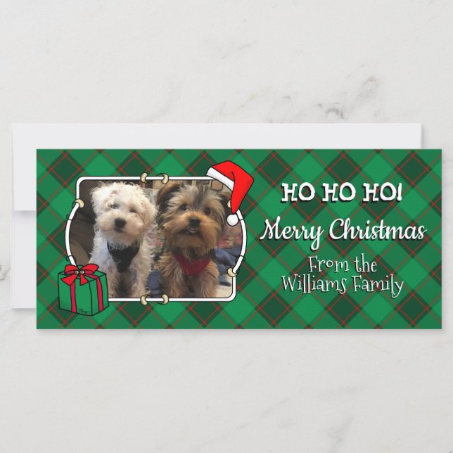 Custom 3 Photo Frame Christmas Red & Green Plaid (Front)