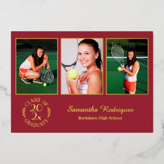Custom 3 Photo Graduation Party Maroon and Gold