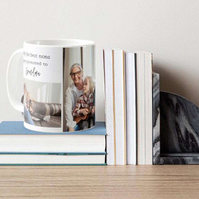 Custom 3 Photo Great Moms Gets Promoted to Grandma Coffee Mug (Creator Uploaded)