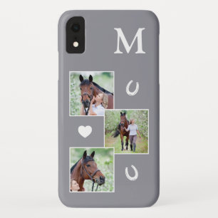 Custom 3 Photo Grey Horse iPhone XR Case