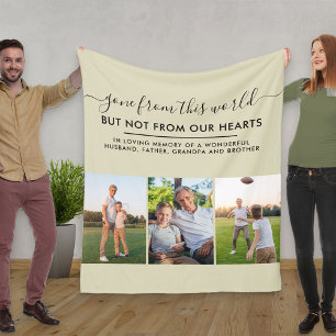 Custom 3 Photo Grid In Loving Memory Natural Fleece Blanket