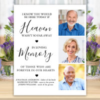Custom 3 Photo Heaven Remembrance Wedding Memorial