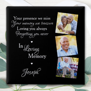 Custom 3 Photo In Loving Memory Funeral Memorial  15 Cm Square Badge