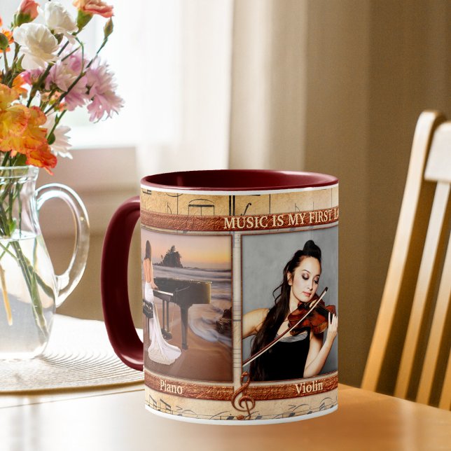 Custom 3 Photo Music Themed Mug (Creator Uploaded)