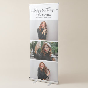 Custom 3 Photos Birthday Party Selfie Picture Retractable Banner