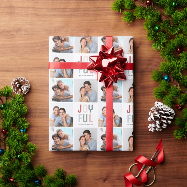 Custom 3 Photos Collage Christmas  Wrapping Paper (Holiday Gift)