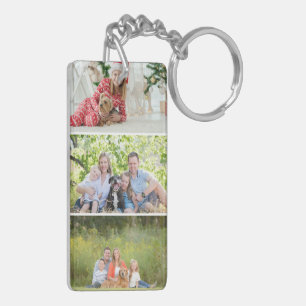 Custom 3 Photos Collage Keepsake Keychain