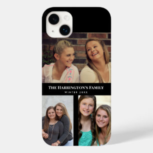 Custom 3 Sections Family Photo Collage Black Frame Case-Mate iPhone 14 Plus Case