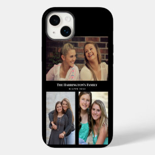 Custom 3 Sections Family Photo Collage Black Frame iPhone 14 Plus Case