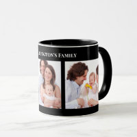 Custom 3 Sections Family Photo Collage Black Frame