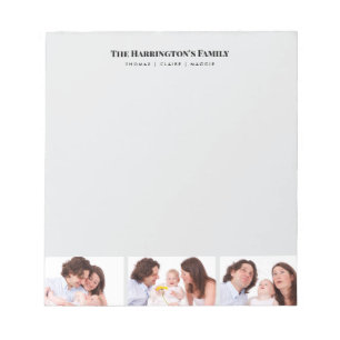 Custom 3 Sections Family Photo Collage Black Frame Notepad