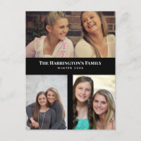 Custom 3 Sections Family Photo Collage Black Frame