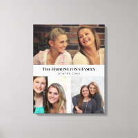 Custom 3 Sections Family Photos Collage Grey Frame