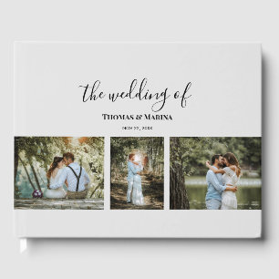 Custom 3 Sections Family Photos Collage Wedding Guest Book