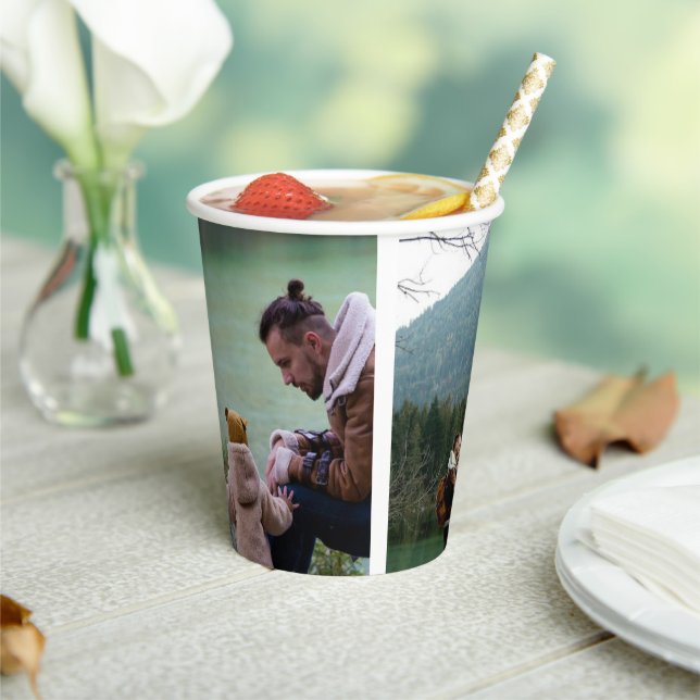 Custom 3 Vertical Photo Collage Paper Party Cups (Insitu)