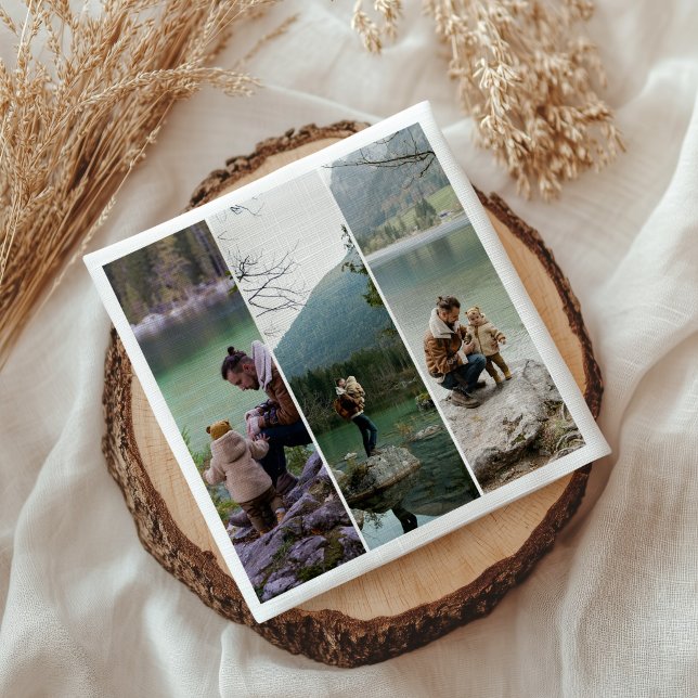 Custom 3 Vertical Photo Collage Paper Party Napkin (Creator Uploaded)