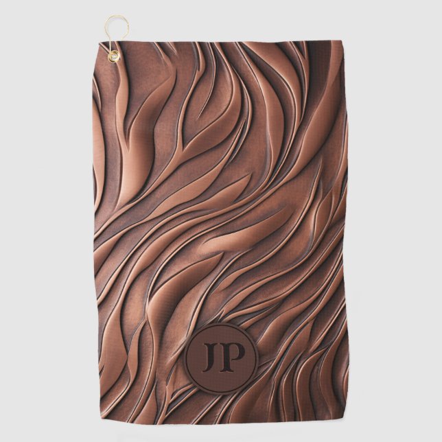 Custom 3D Copper Metalic Molten Wave Golf Towel (Front)