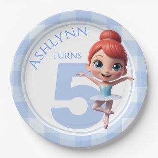 Custom 3D Cute Blue Ballerina Girls Birthday |  Paper Plate