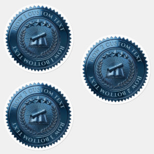Custom 3D editable Blue foil certificate seal
