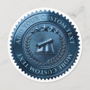 Custom 3D editable Blue foil certificate seal Invitation