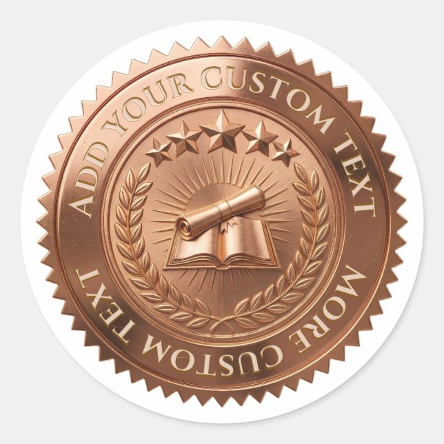Custom 3D editable Copper foil certificate seal (Front)