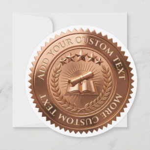 Custom 3D editable Copper foil certificate seal Invitation