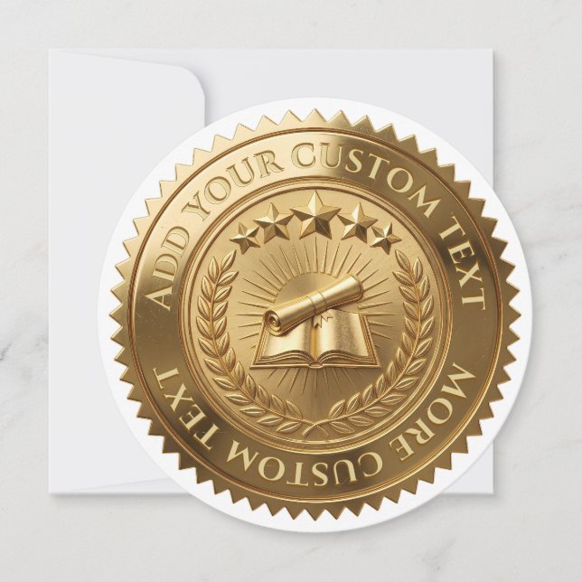 Custom 3D editable Gold foil certificate seal Invitation (Front)