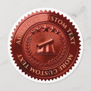 Custom 3D editable Red foil certificate seal Invitation