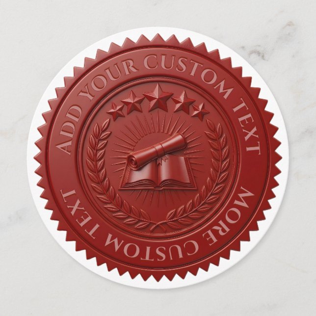 Custom 3D editable Red wax certificate seal Invitation (Front)