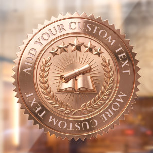 Custom 3D editable Rose Gold foil certificate seal Window Cling
