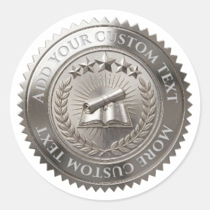 Custom 3D editable Silver foil certificate seal