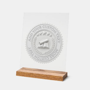 Custom 3D editable White wax foil certificate seal Acrylic Sign