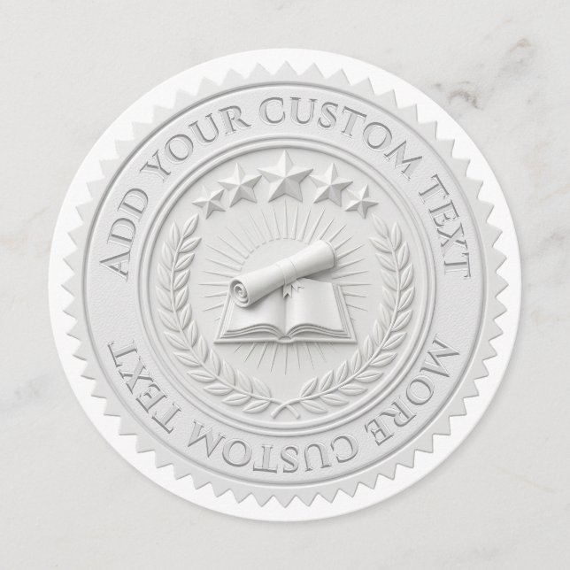 Custom 3D editable White wax foil certificate seal Invitation (Front)