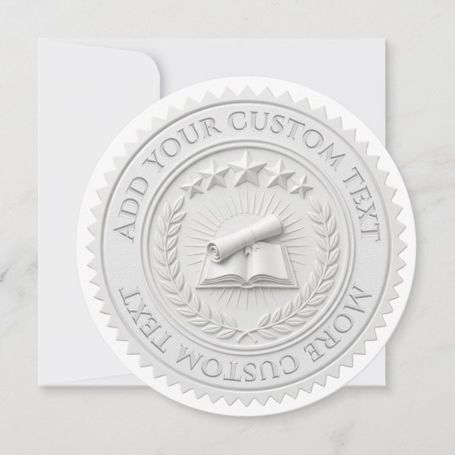 Custom 3D editable White wax foil certificate seal Invitation (Front)