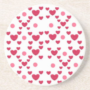 Custom 3D Jelly Hearts & Polka Dots Cute Pattern Coaster
