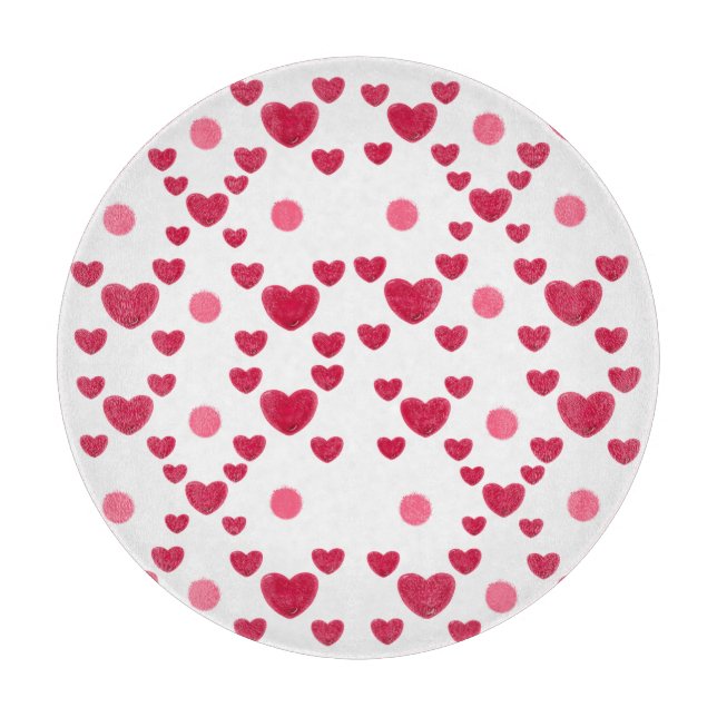 Custom 3D Jelly Hearts & Polka Dots Cute Pattern Cutting Board (Front)