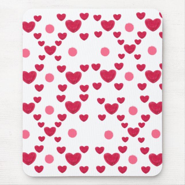 Custom 3D Jelly Hearts & Polka Dots Cute Pattern Mouse Mat (Front)