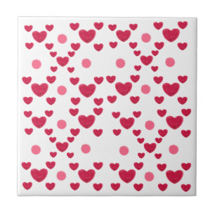Custom 3D Jelly Hearts & Polka Dots Cute Pattern Tile