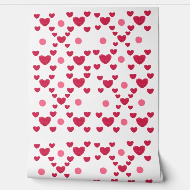 Custom 3D Jelly Hearts & Polka Dots Cute Pattern Wallpaper (Unrolling)